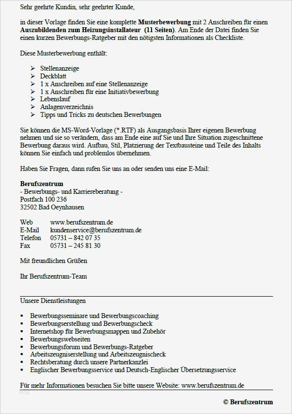 Vorlage Allgemeine Bewerbung Schön Bewerbung Heizungsinstallateur Ausbildung sofort