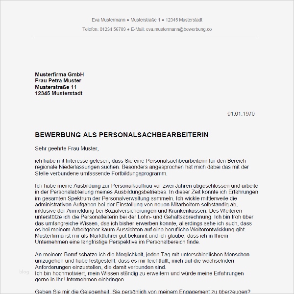 Vorlage Allgemeine Bewerbung Süß Bewerbung Als Personalsachbearbeiter