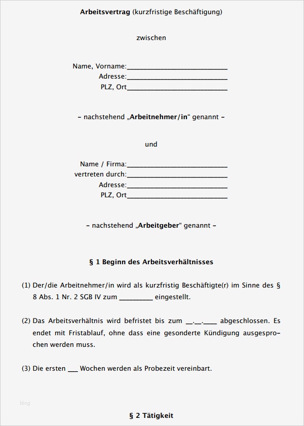 Vorlage Arbeitsvertrag Kostenlos Schön Vorlage Als Download Arbeitsvertrag Minijob Kurzfristig