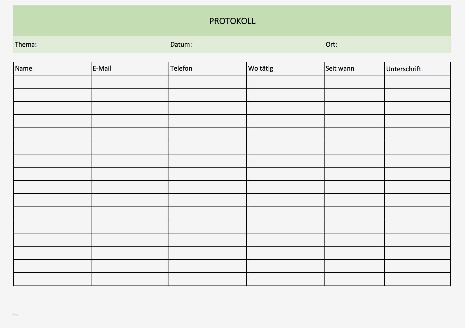 Vorlage Besprechungsprotokoll Excel Cool Protokollvorlage Als Muster
