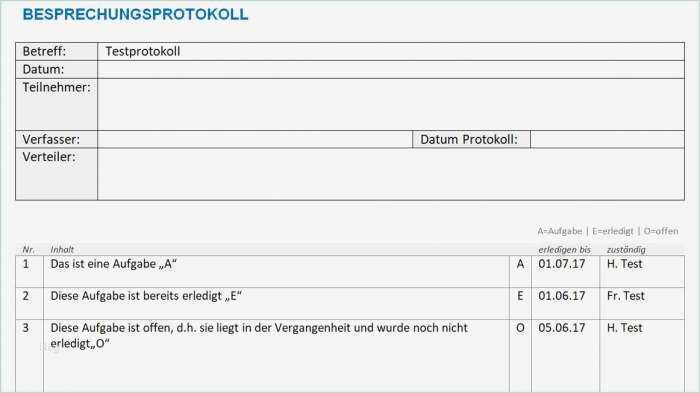Vorlage Besprechungsprotokoll Excel Süß Protokollvorlage Für Word & Excel Download