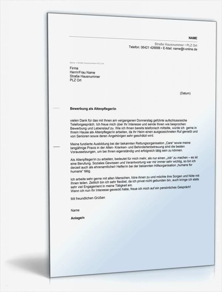 Vorlage Bewerbung Altenpflege Angenehm Anschreiben Bewerbung Altenpfleger Altenpflegerin