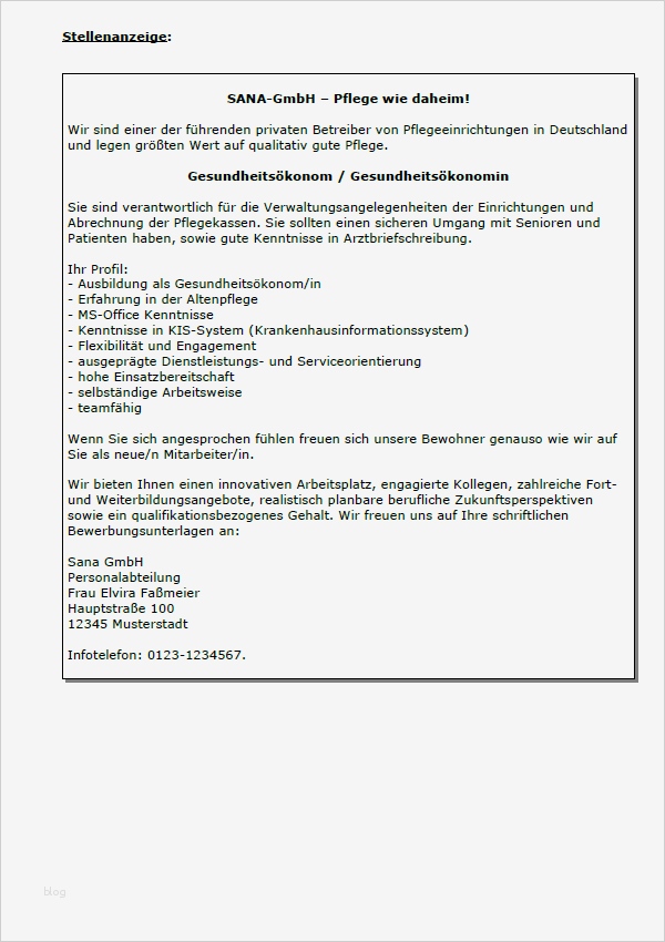 Vorlage Bewerbung Altenpflege Cool Bewerbung Gesundheitsökonom Praktikum sofort Download