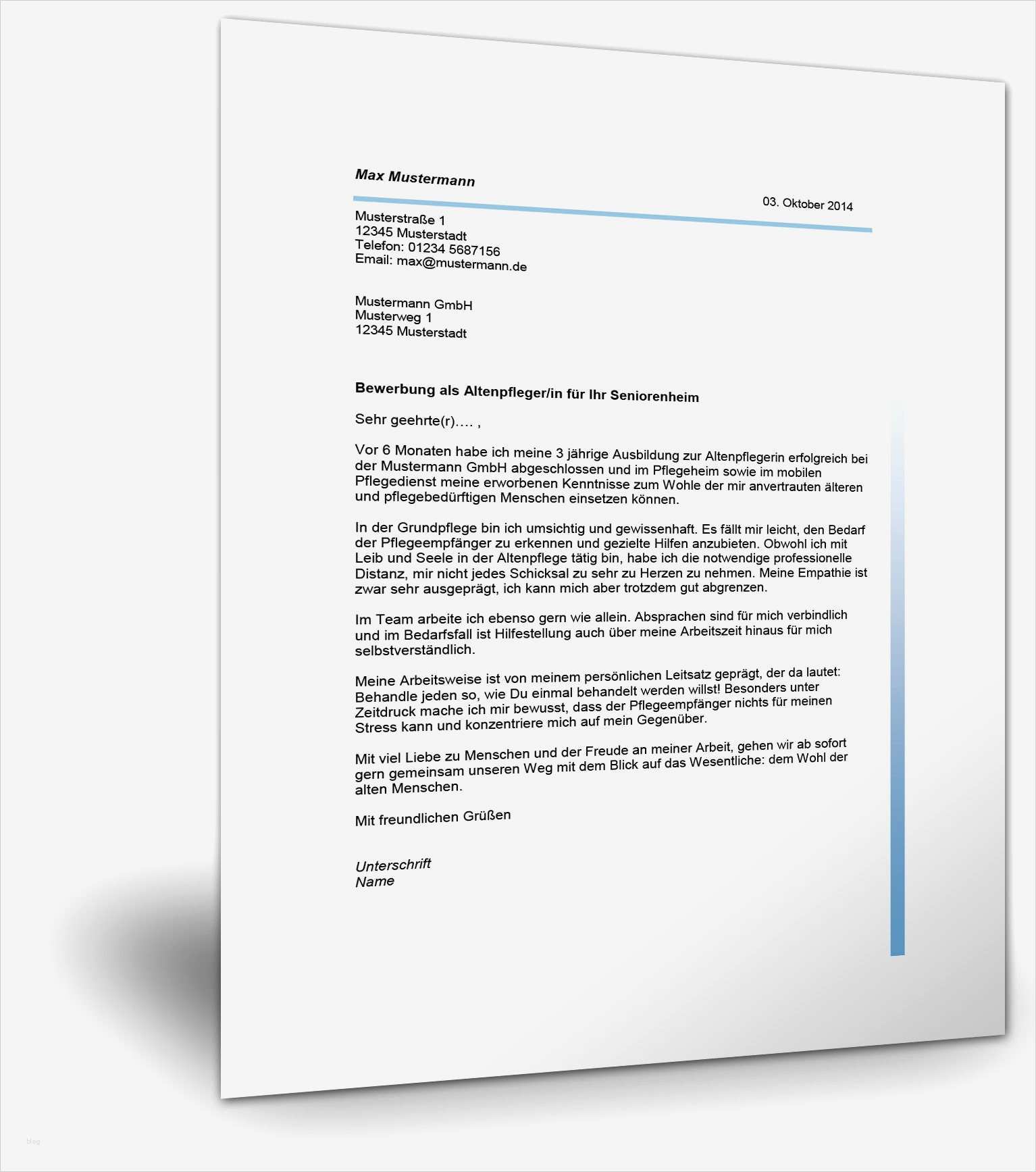 Vorlage Bewerbung Altenpflege Luxus Bewerbung Fsj Vorlage Stellenanzeige Muster