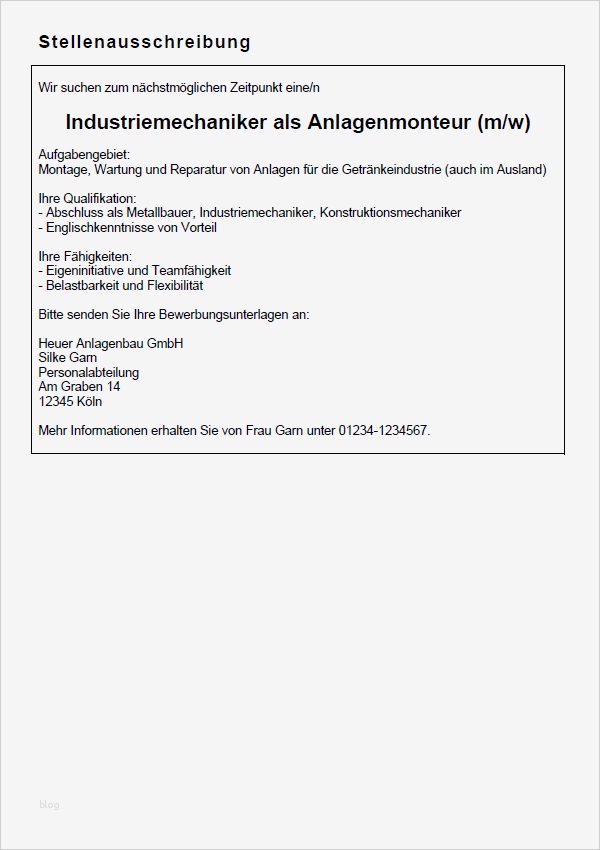 Vorlage Bewerbung Industriemechaniker Großartig Bewerbung Industriemechaniker Berufseinsteiger