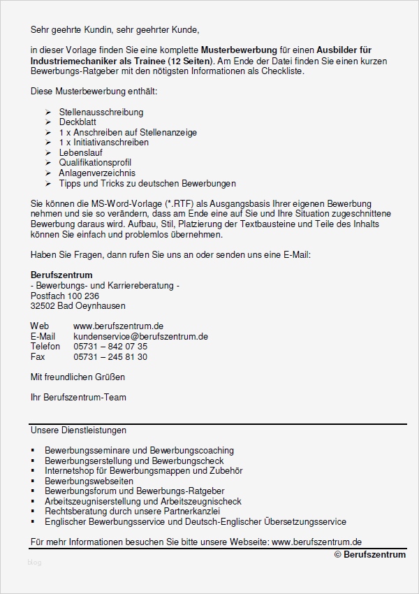 Vorlage Bewerbung Industriemechaniker Süß Bewerbung Ausbilder Für Industriemechaniker Trainee
