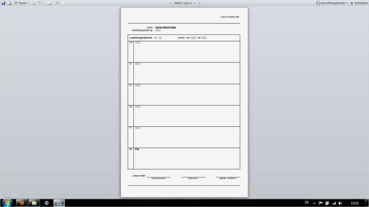 Vorlage Businessplan Ihk Schönste Berichtsheft Vorlage Word 14 Ausbildungsnachweis Mfa