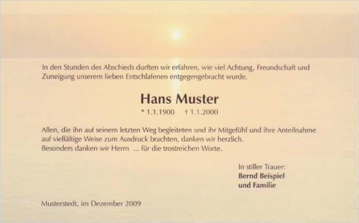 Vorlage Danksagung Geburtstag Kostenlos Luxus Danksagungskarte Abendstimmung Trauerkarte