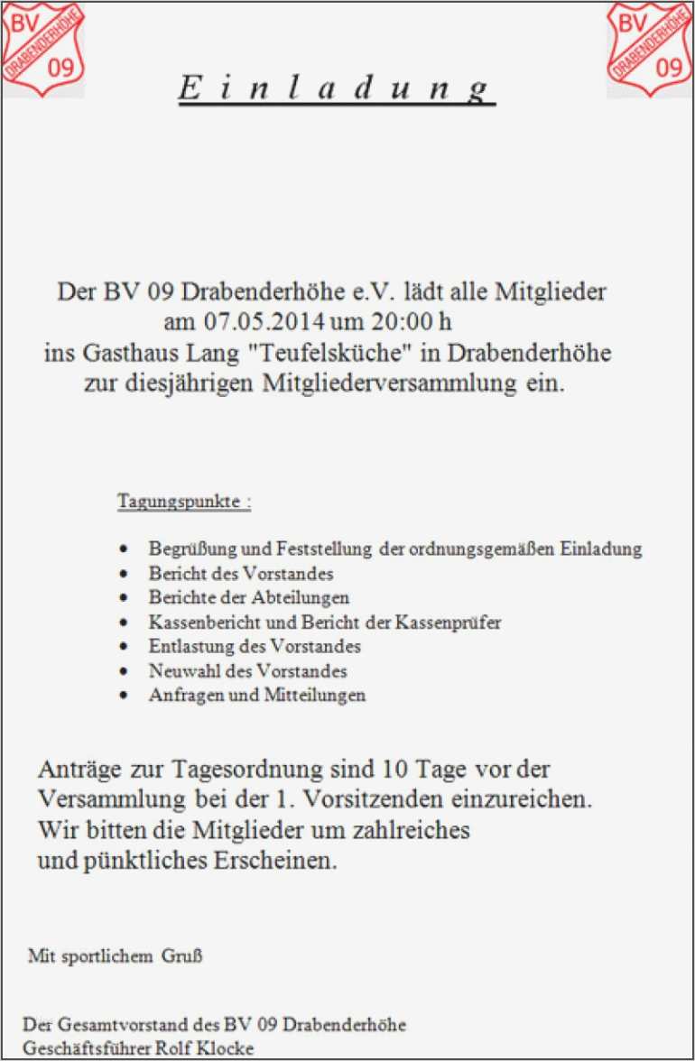 Vorlage Einladung Mitgliederversammlung Verein Hübsch Einladungen Einladung Mitgliederversammlung Verein Muster