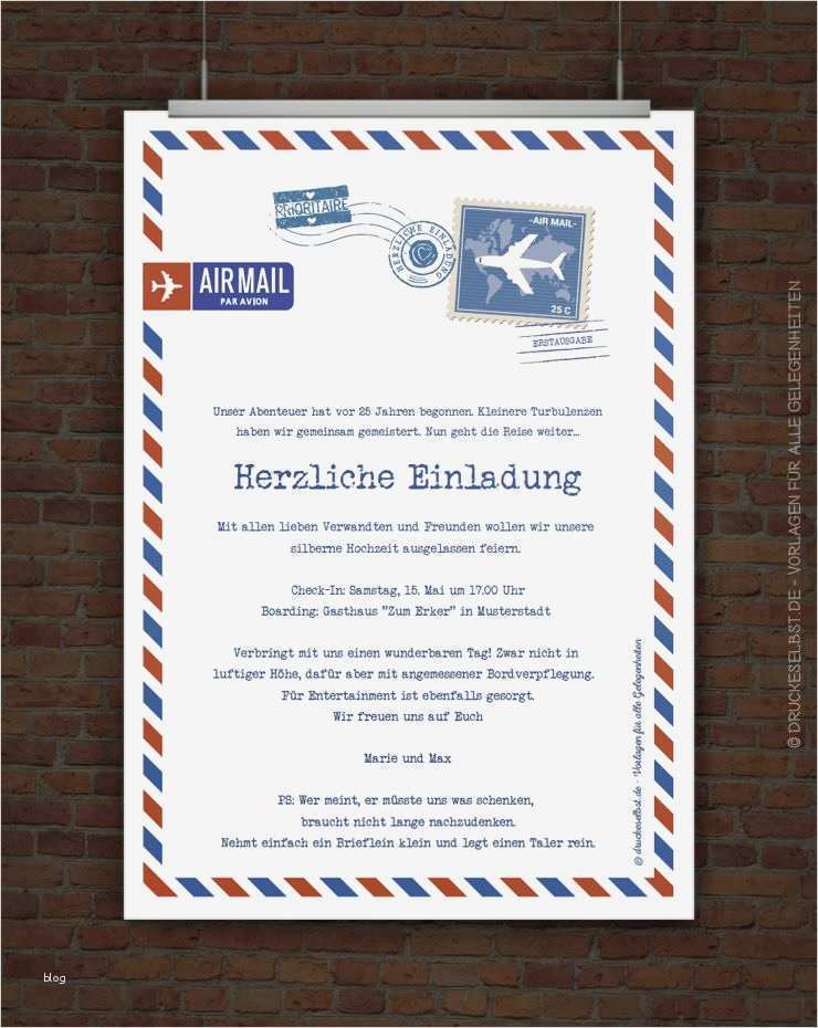 Vorlage Einladung Silberhochzeit Kostenlos Elegant Drucke Selbst originelle Einladung Airmail Zur Silberhochzeit