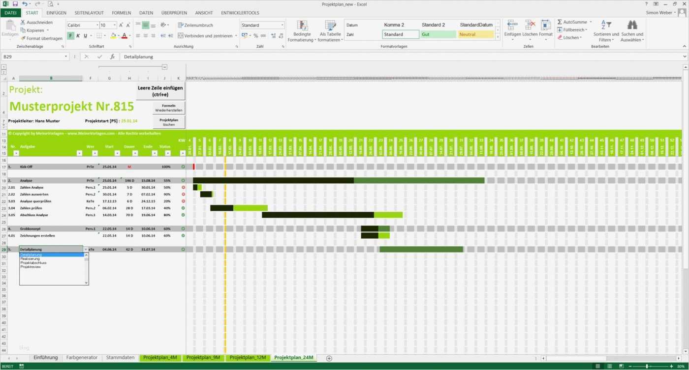 Vorlage Excel Projektplan Neu Projektplan Excel