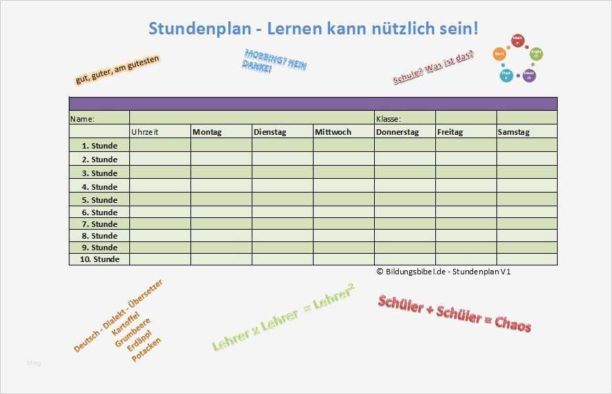 Vorlage Für Stundenplan Beste Stundenplan Vorlage Zum Ausdrucken