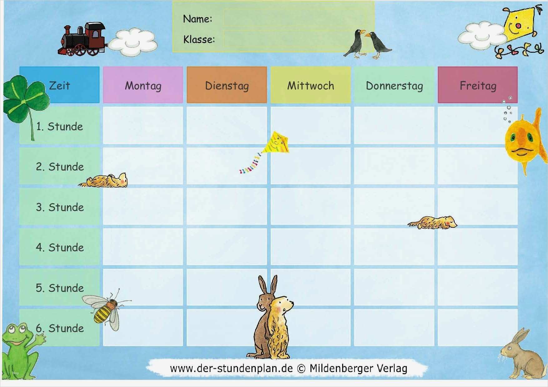 Vorlage Für Stundenplan Großartig Stundenplan Vorlage Himmel Und Tiere