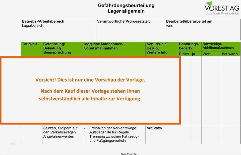 Vorlage Gefährdungsbeurteilung Kostenlos Einzigartig Erfreut Lager Checklistenvorlage Bilder