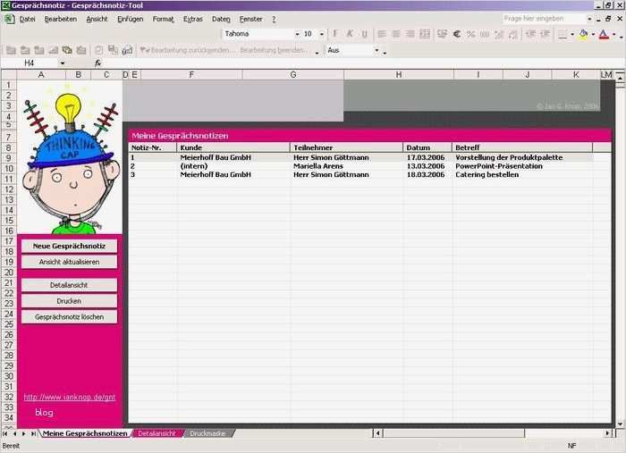 Vorlage Gesprächsnotiz Kostenlos Beste Gesprächsnotiz tool Excel Download