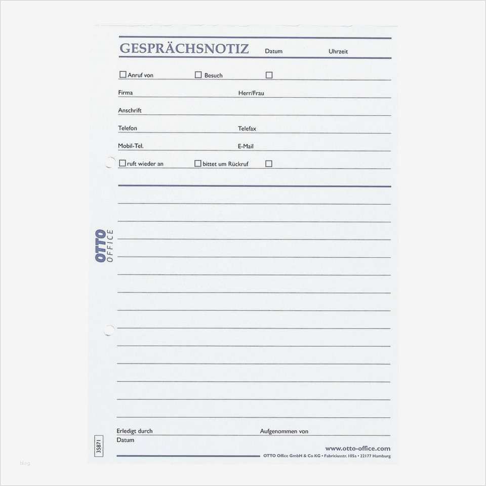 Vorlage Gesprächsnotiz Kostenlos Elegant Otto Fice Standard formularvordrucke Gesprächsnotiz 1