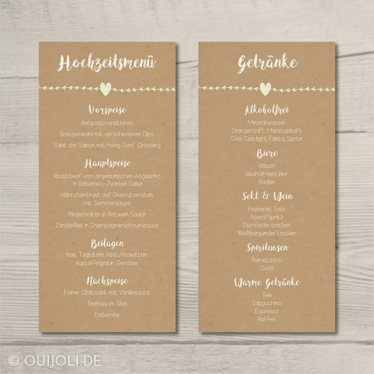 Vorlage Hochzeitseinladung Vintage Süß Menü & Getränkekarte "vintage Green"