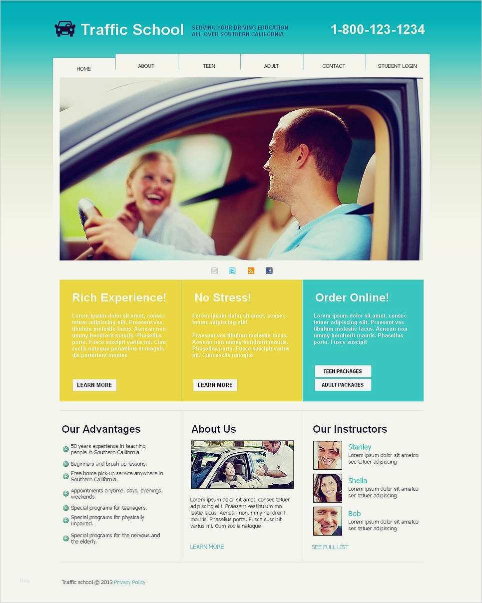 Vorlage Homepage Kostenlos Schönste Traffic School HTML Homepage Vorlage