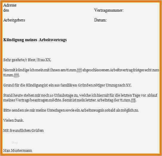 Vorlage Kündigung Arbeitsvertrag Arbeitgeber Angenehm Kündigungsschreiben Arbeitnehmer Vorlage Kostenlos Word