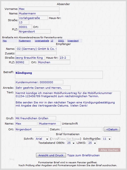 Vorlage Kündigung Telefonica Großartig Medwedew Magazin Blog Archive O2 Kündigen – Adressen