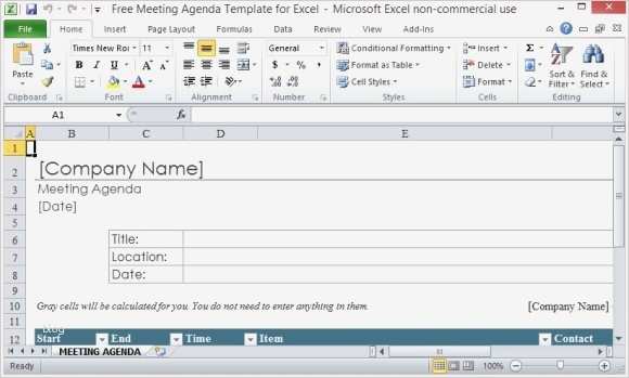 Vorlage Kündigung Telefonica Hübsch Excel Için Ücretsiz toplantısı Gündemi Şablon