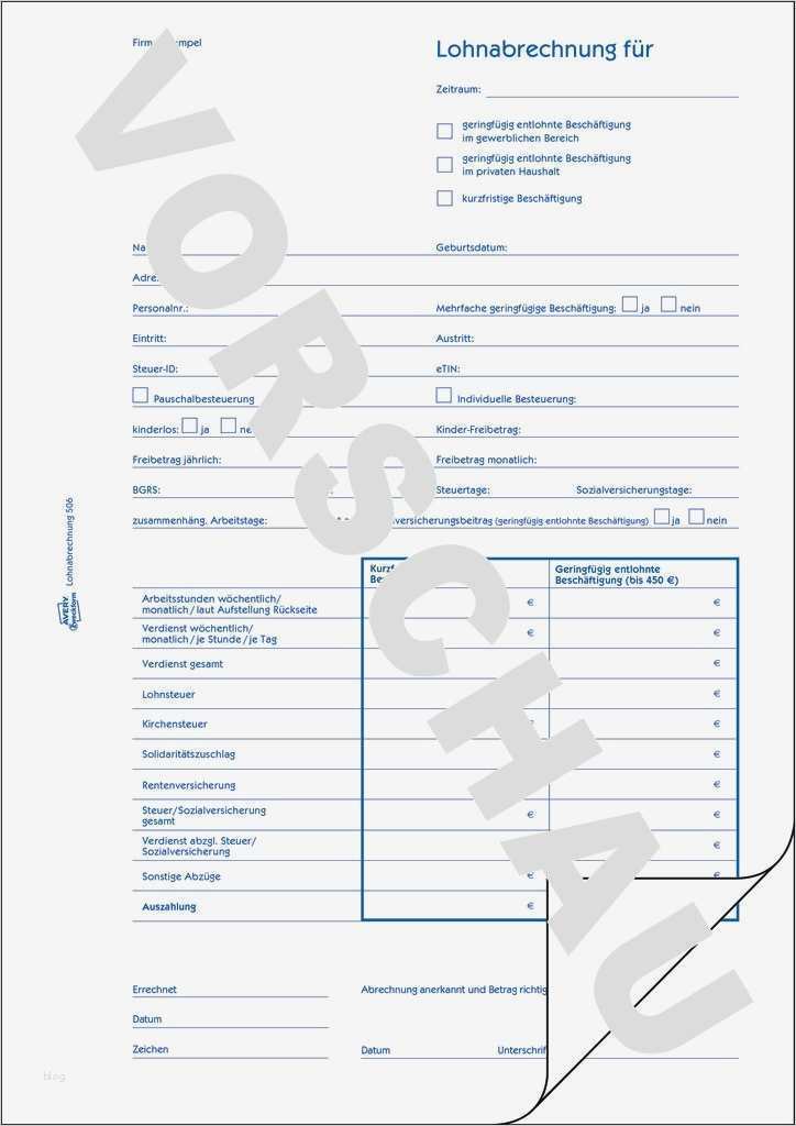 Vorlage Lohnabrechnung Minijob Süß Lohnabrechnung Für Geringf Beschäftigte 506