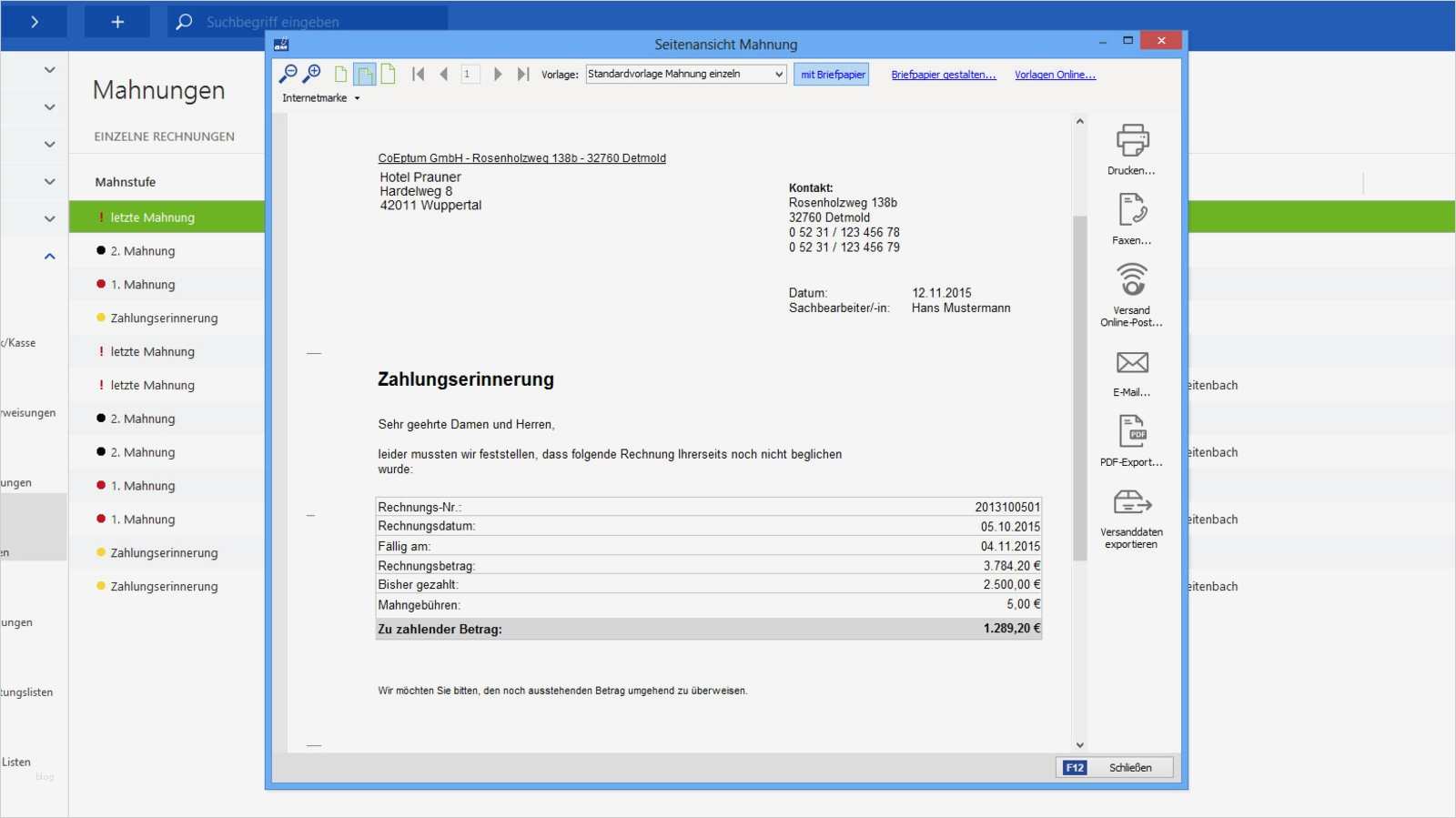Vorlage Mahnung Mietrückstand Erstaunlich Mahnungs Vorlagen Professionell Mit orgamax Erstellen