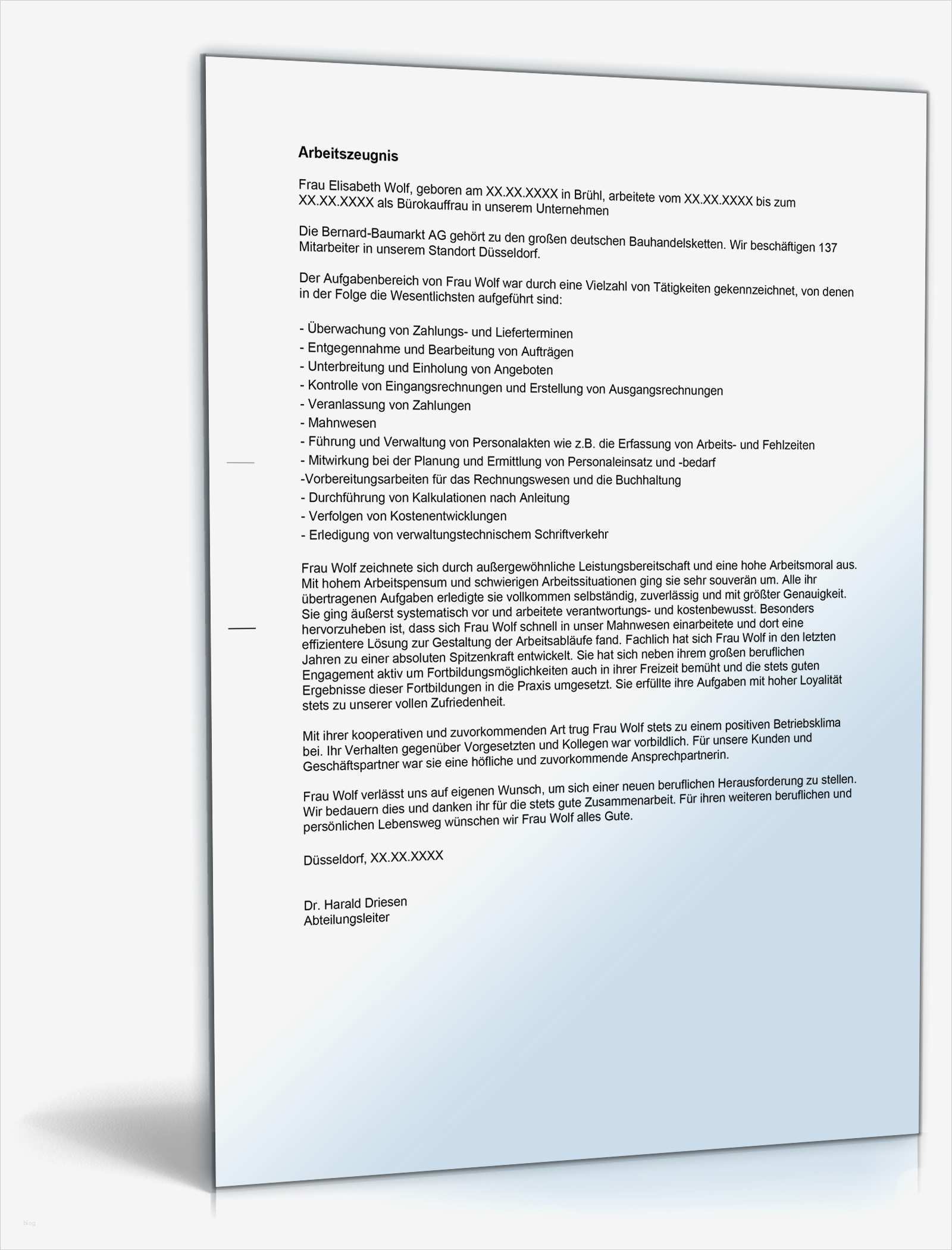 Vorlage Qualifiziertes Arbeitszeugnis Schön Arbeitszeugnis "gut" Bürokaufmann Bürokauffrau