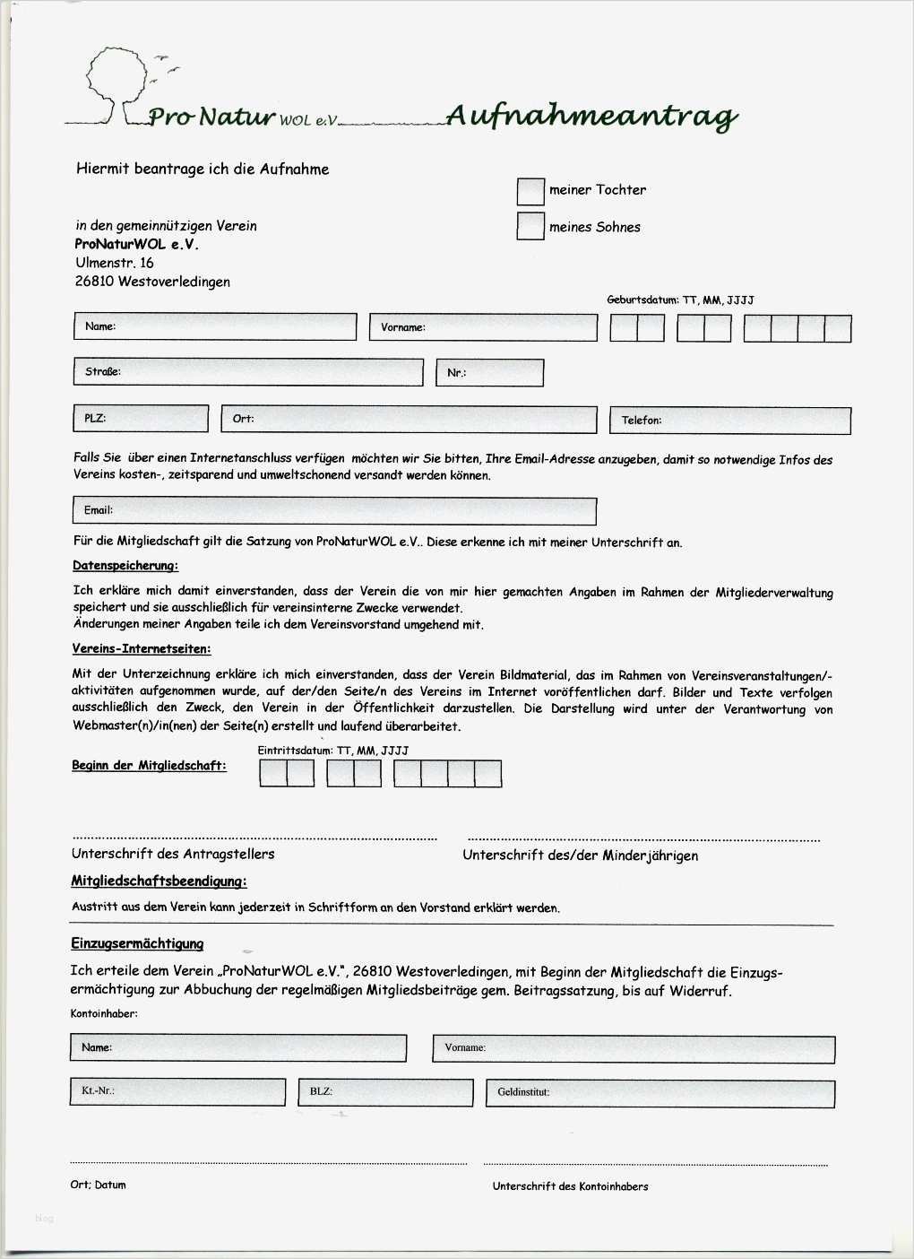 Vorlage Satzung Verein Erstaunlich Aufnahmeantrag