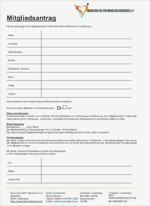 Vorlage Satzung Verein Inspiration Mitgliedsantrag – Mitglied Werden – Menschen Helfen