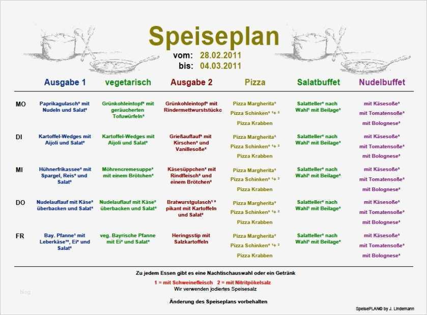 Vorlage Speiseplan Kindergarten Wunderbar Speiseplan - Vorlage Ideen
