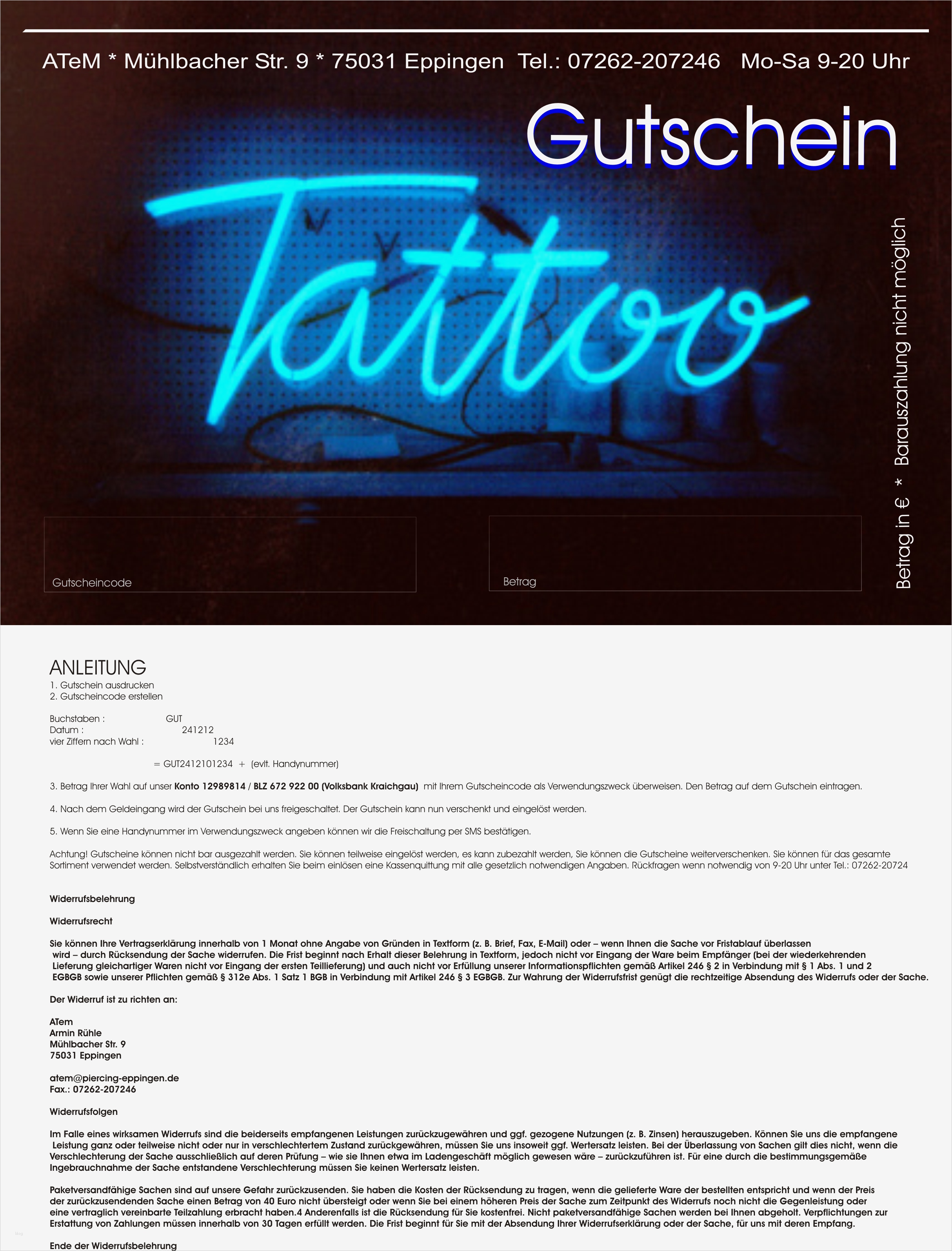 Vorlage Tattoo Gutschein Best Of Download Gutscheine