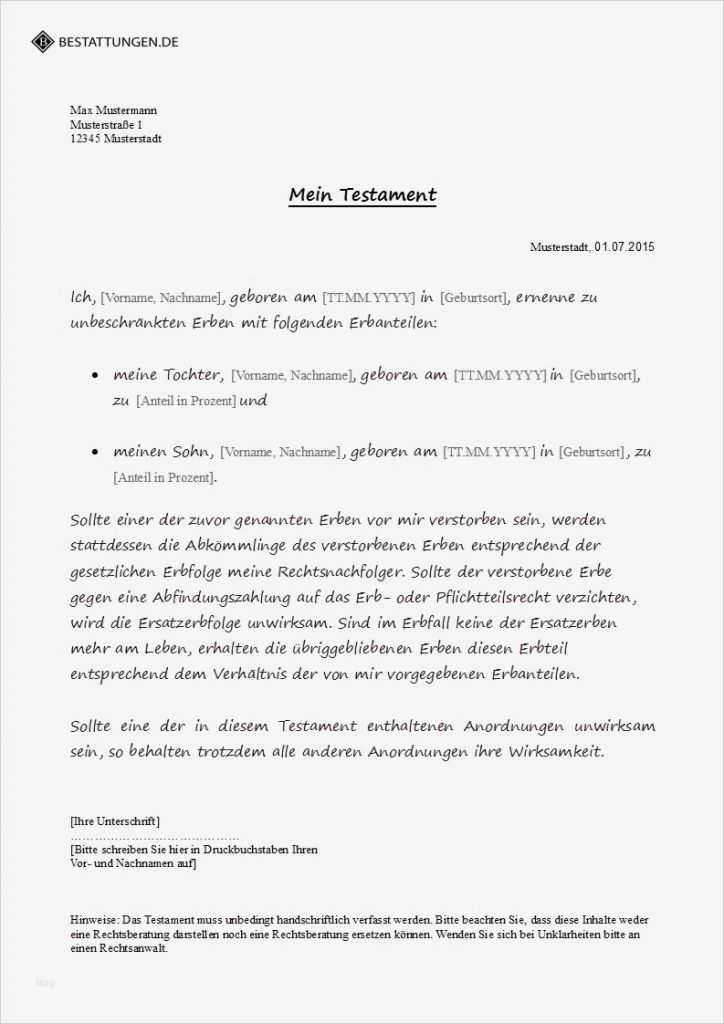 Vorlage Testament Kinder Erstaunlich Testament Muster • Wie Schreibe Ich Ein Testament