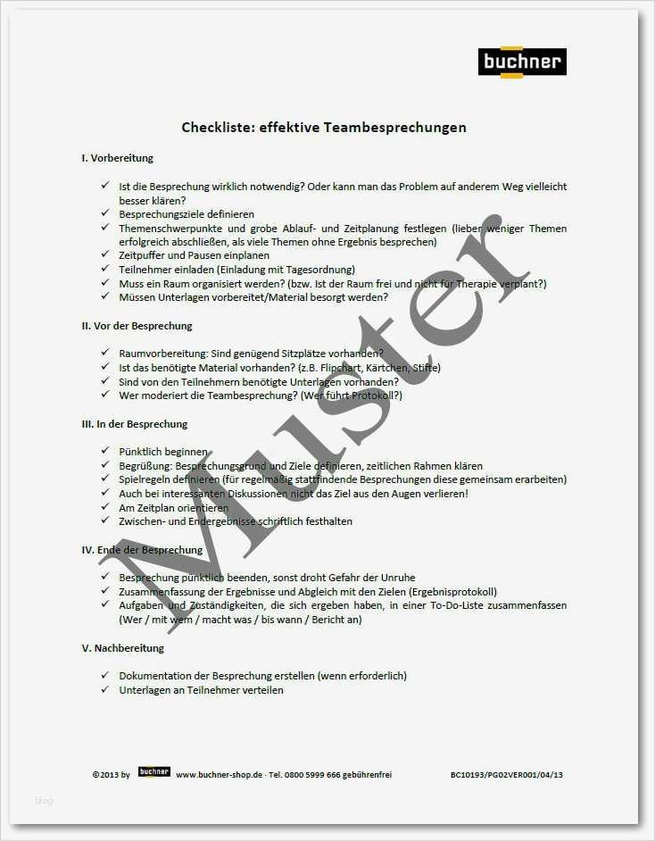 Vorlage therapiebericht Physiotherapie Luxus Checkliste Effektive Teambesprechungen Praxisbedarf