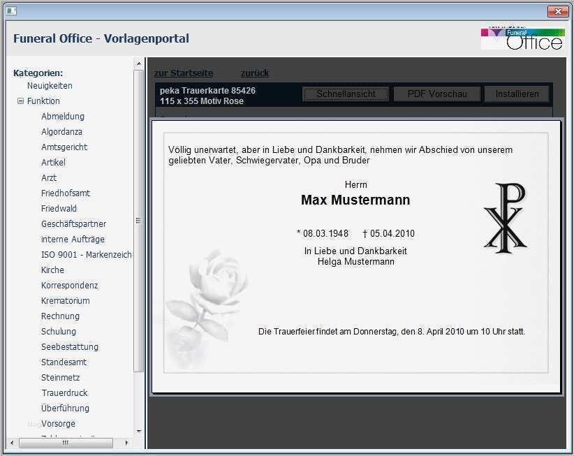 Vorlage Trauerkarte Kostenlos Hübsch Funeraloffice Die Professionelle Bestattersoftware