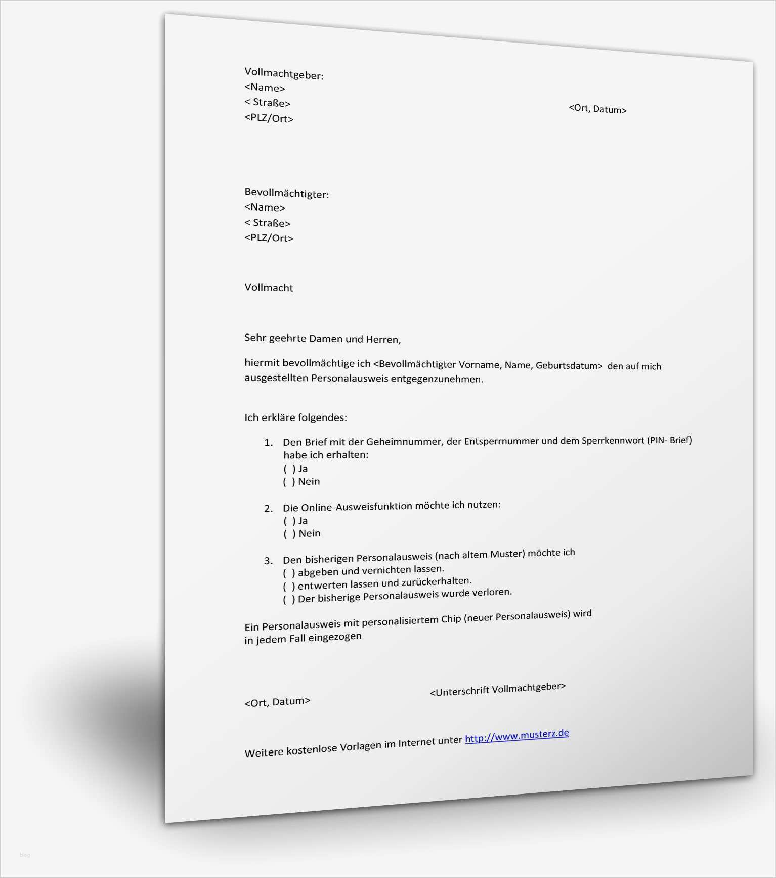 Vorlage Umzug Adressänderung Erstaunlich Vollmacht Zur Abholung Eines Personalausweises
