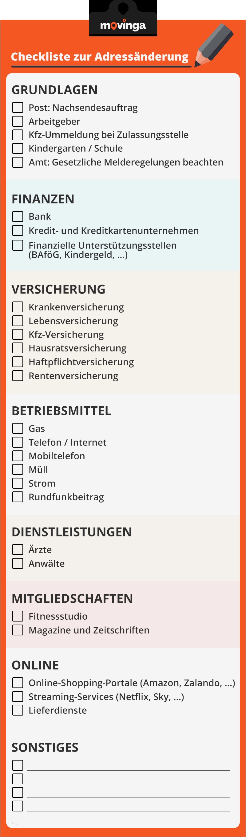 Vorlage Umzug Adressänderung Neu Ihre Checkliste Zur Adressänderung Beim Umzug