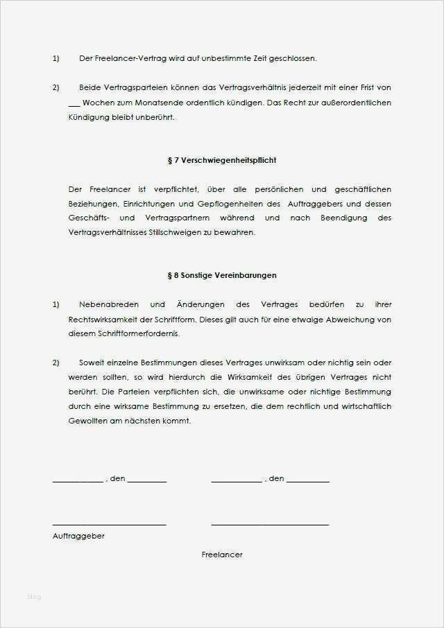 Vorlage Vertrag Privatkredit Gut Freelancer Vertrag Muster Zum Download