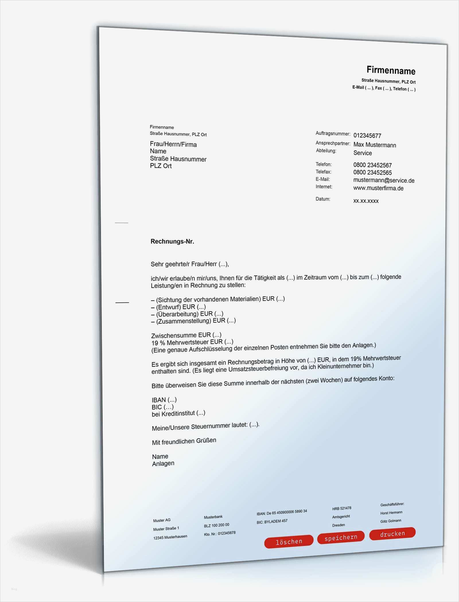 Vorlagen Für Rechnungen Kleinunternehmer Cool Rechnung Mit Anschreiben An Auftraggeber Muster Zum Download