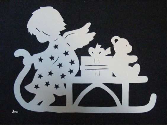 Vorlagen Scherenschnitte Kostenlos Bewundernswert Fensterbild tonkarton Weihnachten Engel Schlitten