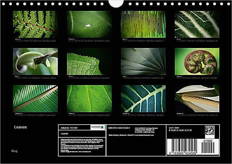 Wandkalender 2018 Vorlage Großartig Leaves Wandkalender 2018 Din A4 Quer Kalender Bei
