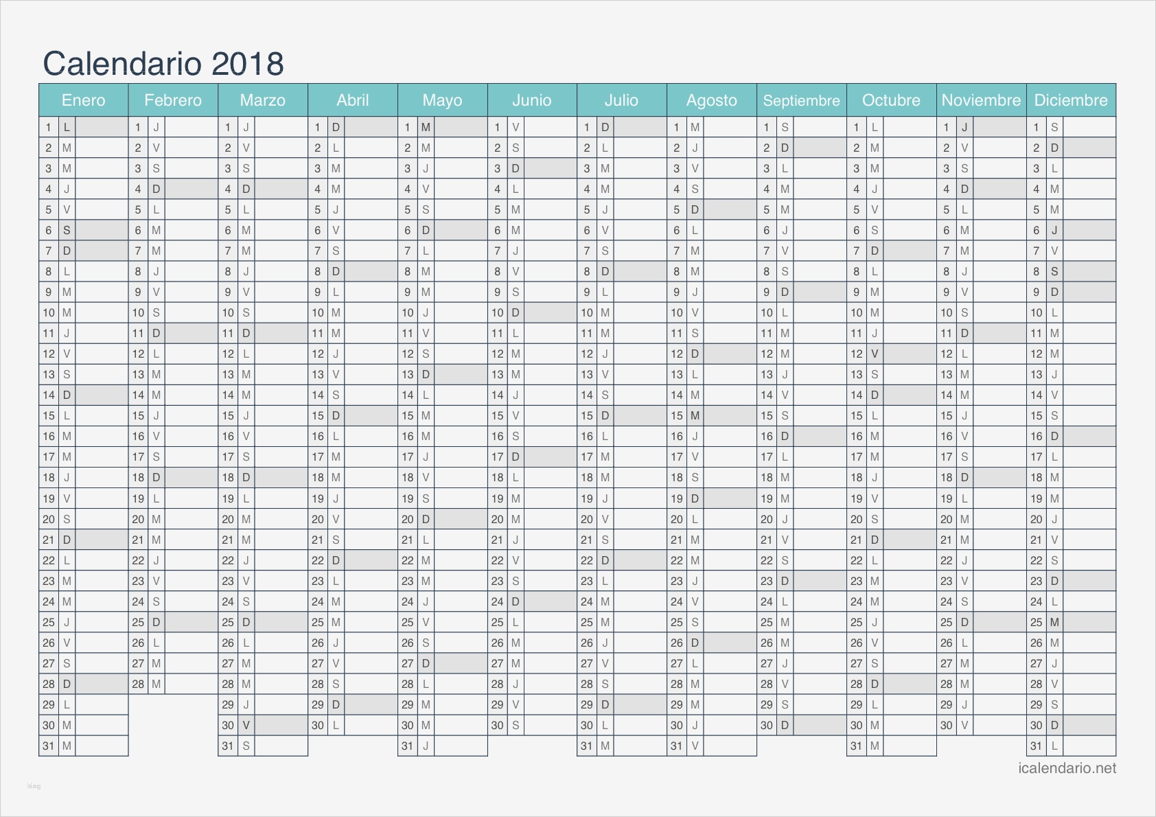 Wandkalender 2018 Vorlage Luxus Calendario 2018 Para Imprimir Icalendario