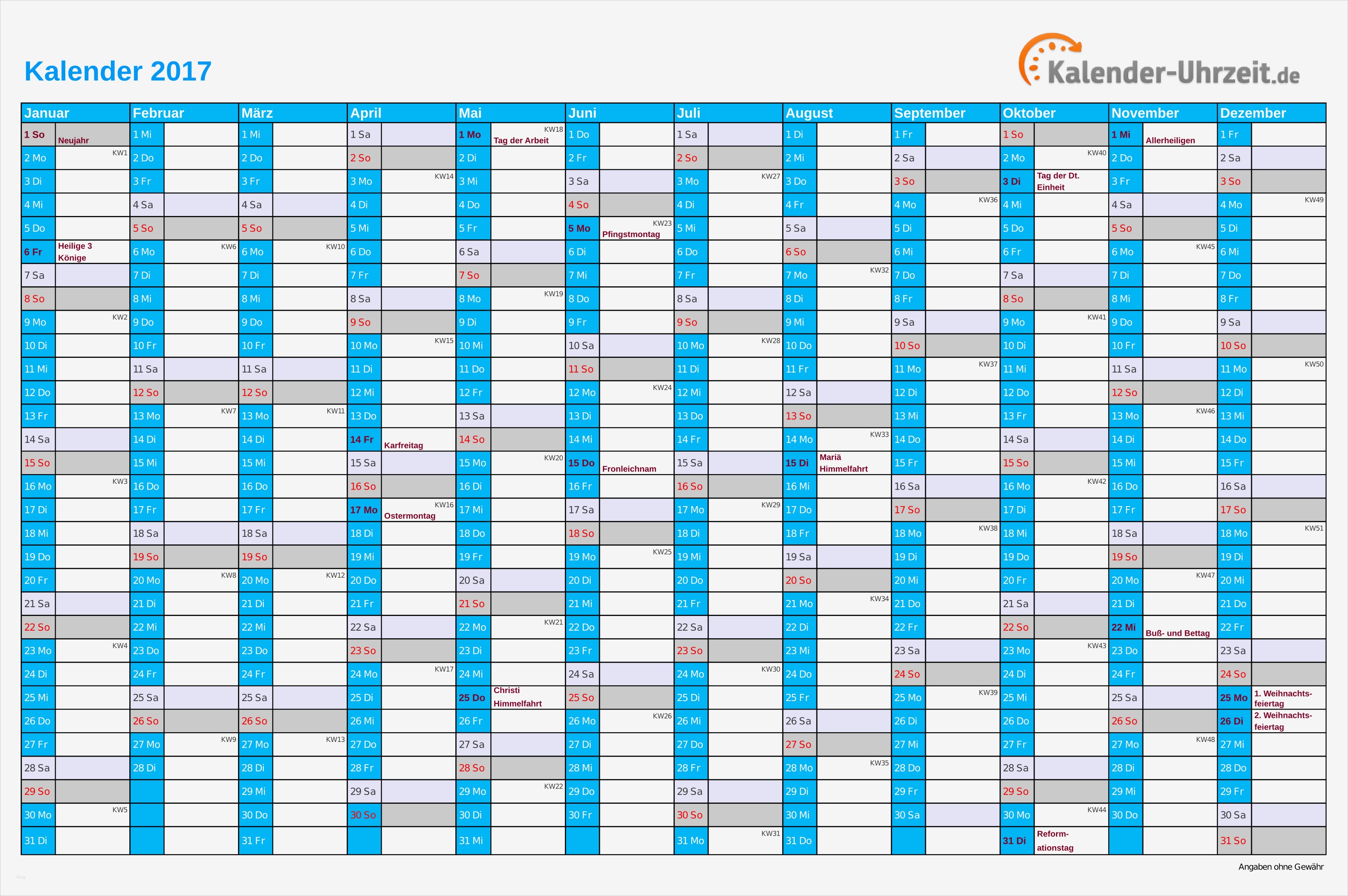 Wandkalender 2018 Vorlage Schön Kalender 2017 Zum Ausdrucken Kostenlos