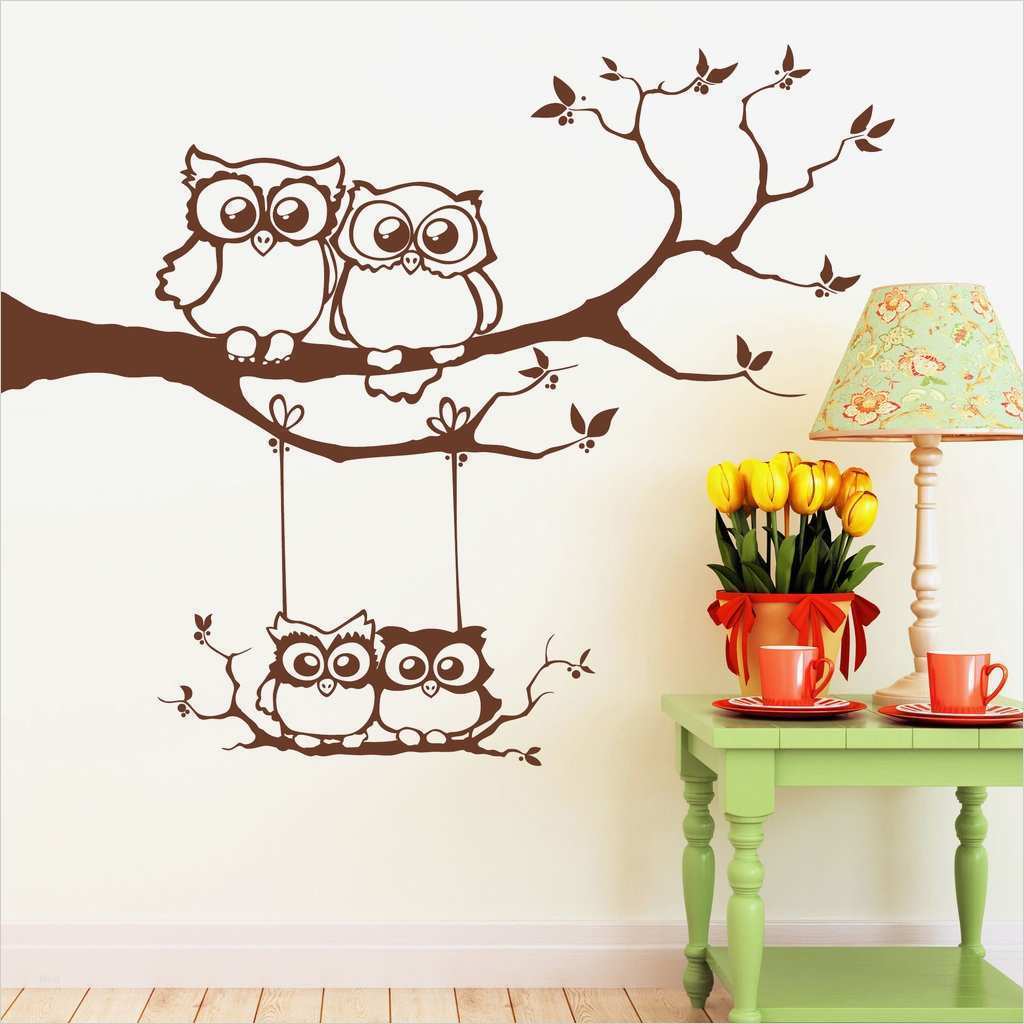 Wandtattoo Nach Vorlage Angenehm Wandtattoo Eulen Familie Eule Auf ast Und Schaukel