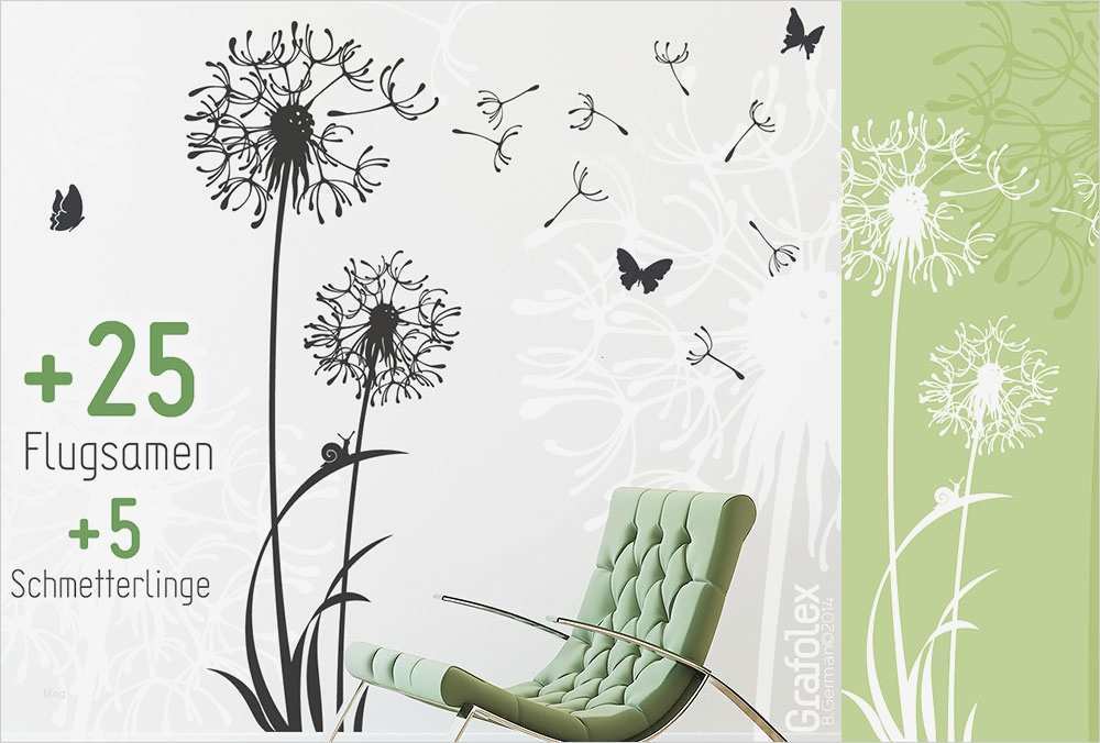 Wandtattoo Nach Vorlage Angenehm Wandtattoo Pusteblume Flugsamen Schmetterlinge