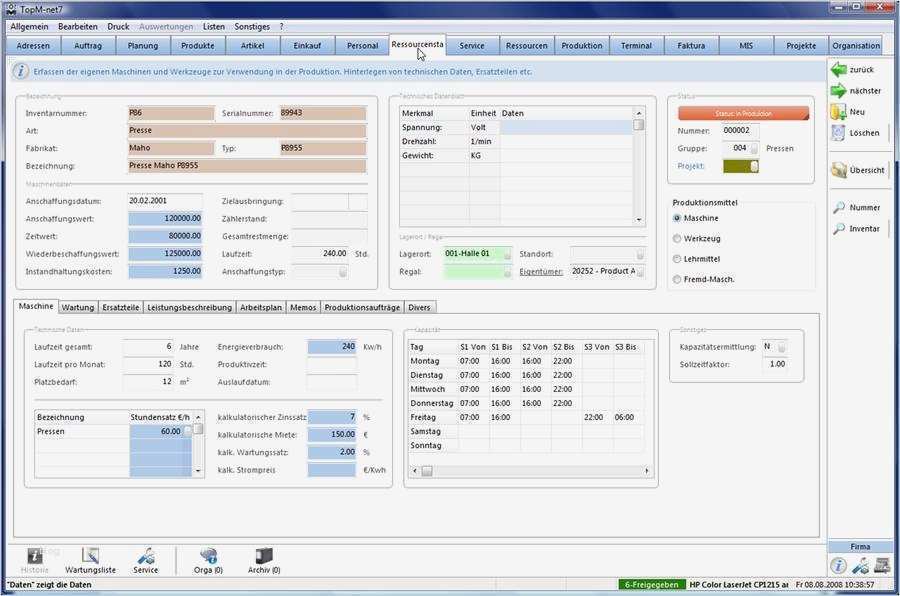 Wartungsplan Maschinen Vorlage Cool topm software Gmbh Leistungsumfang