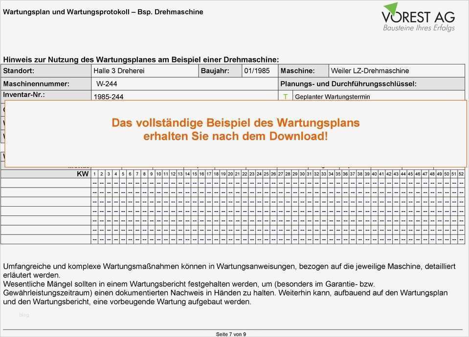 Wartungsplan Maschinen Vorlage Neu Vorschau Pdf Wartungsplan Und Wartungsprotokoll Pdf