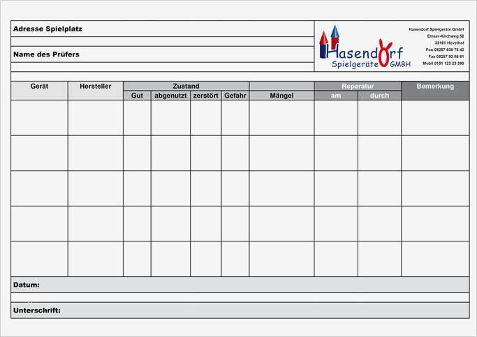 Wartungsprotokoll Lüftung Vorlage Erstaunlich Wartungsformular Für Spielplatzgeräte Hasendorf