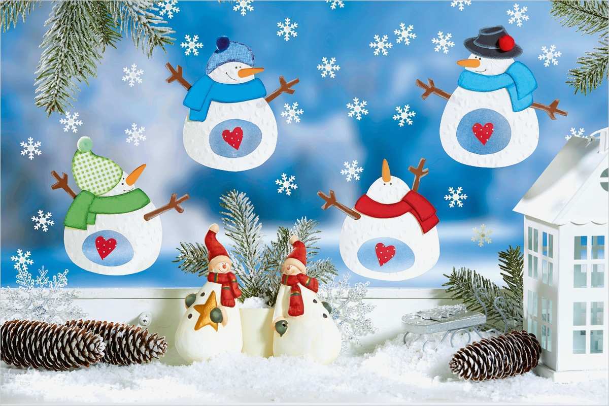 Weihnachtsbasteln Mit Kindern Vorlagen Kostenlos Angenehm Fröhliches Schneemann Fensterbild Familie