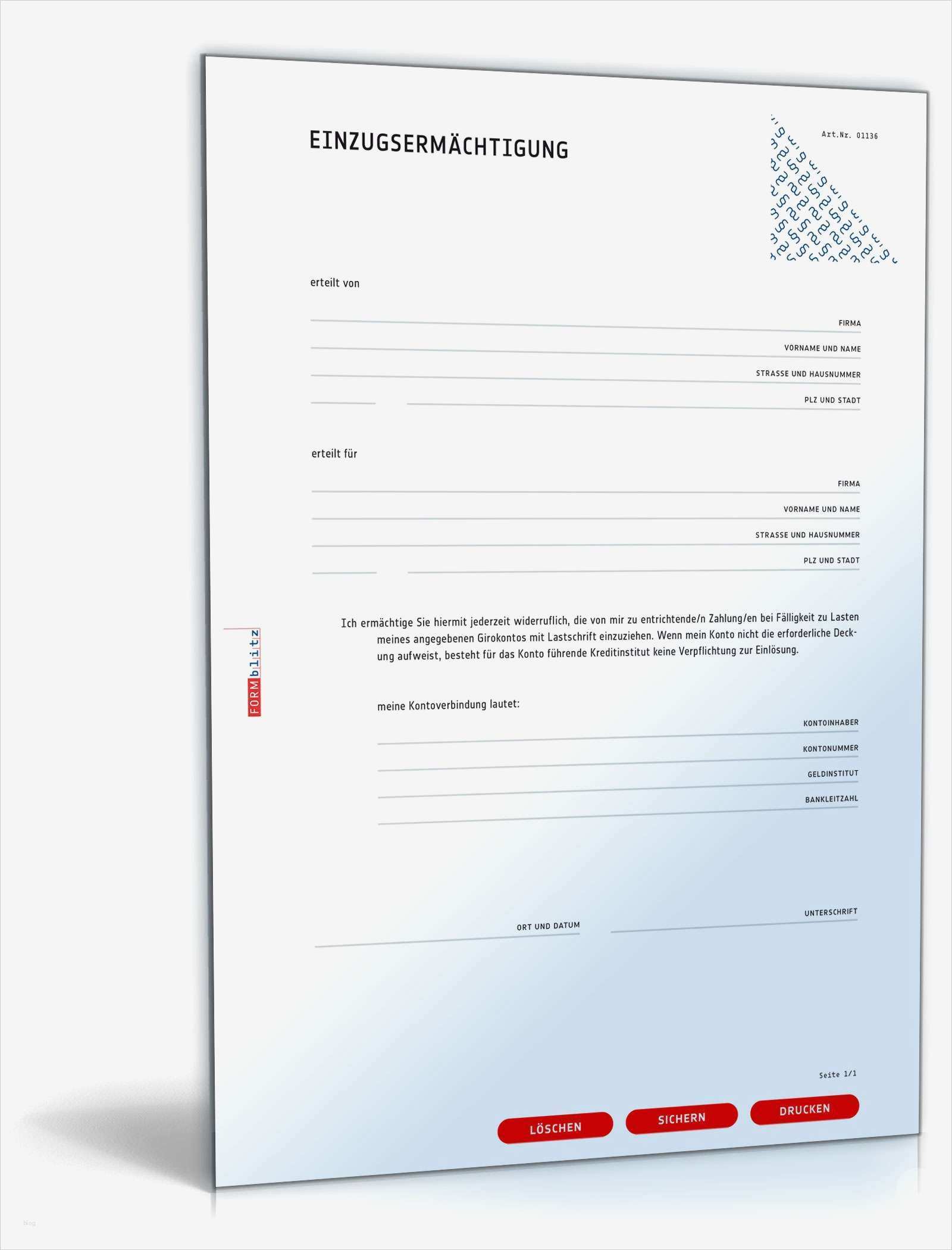 Widerruf Einzugsermächtigung Vorlage Erstaunlich Einzugsermächtigung formlos Muster Vorlage Zum Download